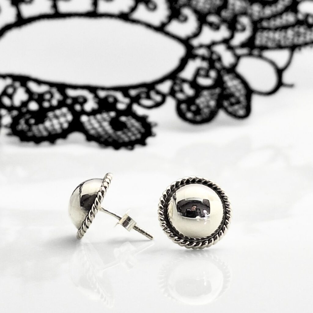 Half Ball Earrings with a Twist