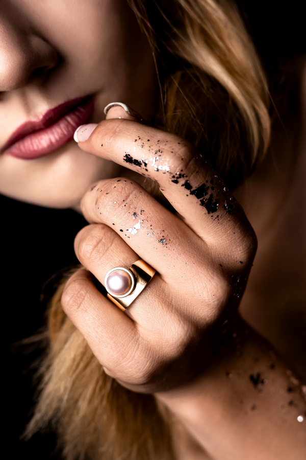 Home 107 $kantige perel ring in goud